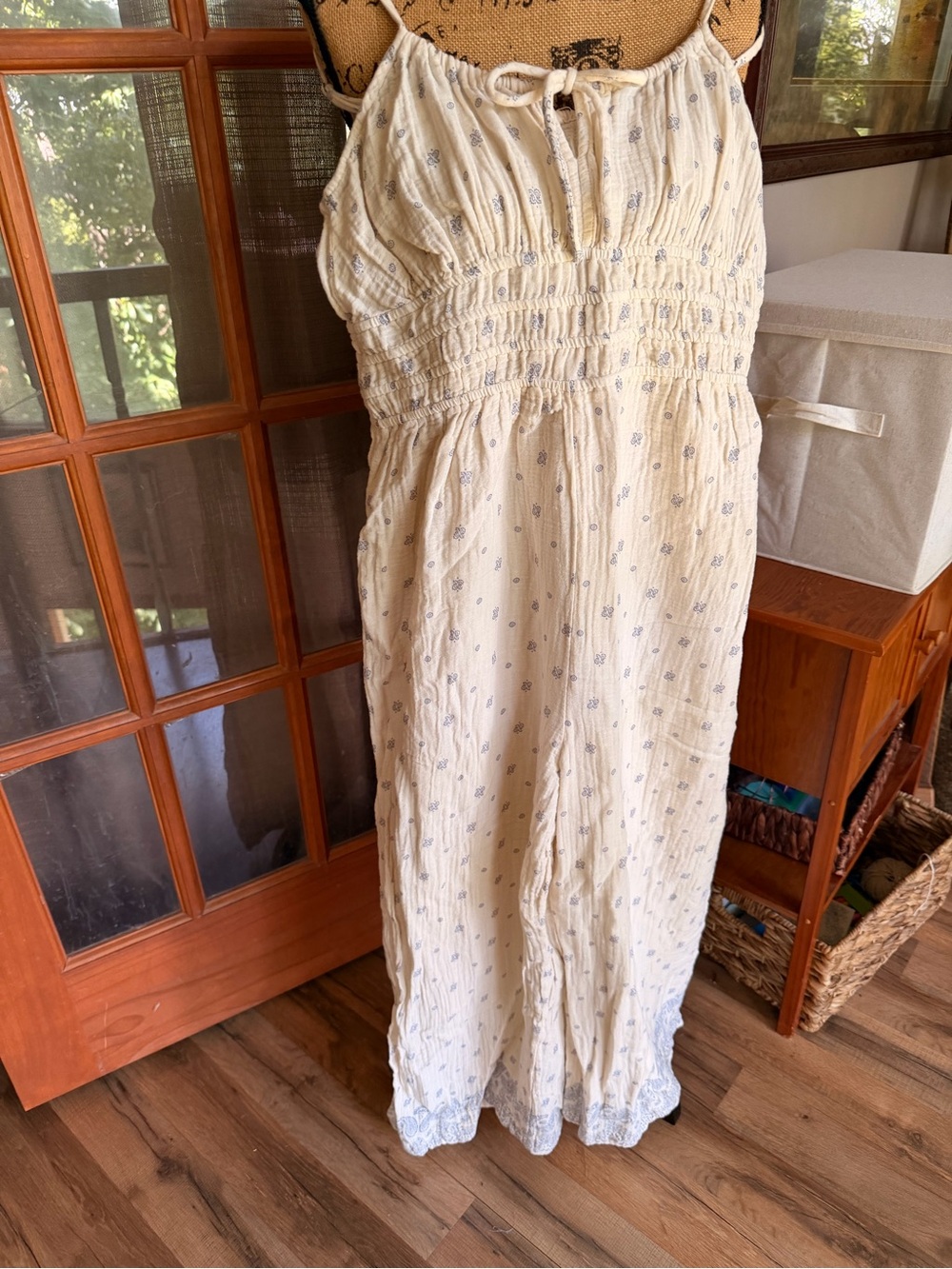 Lucky Brand Cream Jumper with Blue Floral Print